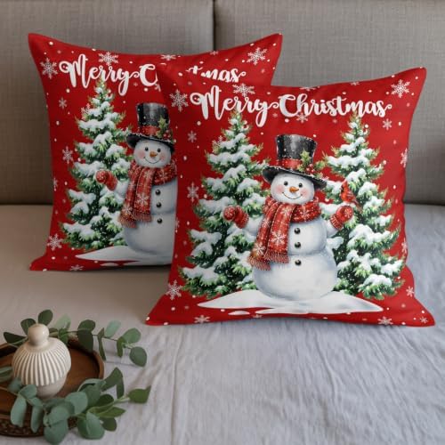 Merry Christmas Bed Runners for Queen Size Beds Winter Snowman Red Bed Scarf Matching Decorative Throw Pillow Covers Xmas Trees Snowflakes Hotel Beds End Blanket Towel Bedspread Protection for Home - Image 5