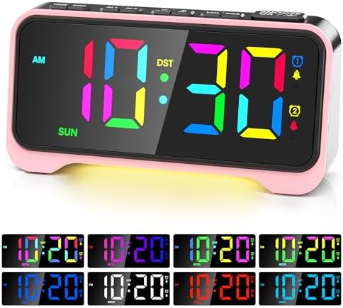 Kids Alarm Clock, Digital Alarm Clocks for Bedrooms,RGB Electric Desk Clock by Roxicosly