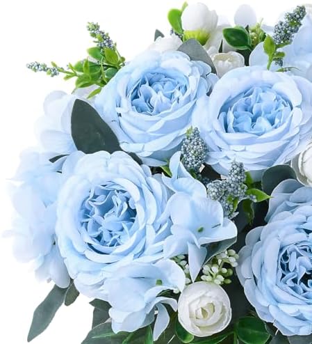 2 Packs Peonies Artificial Flowers, Blue Silk Flowers Artificial Peonies - Image 6