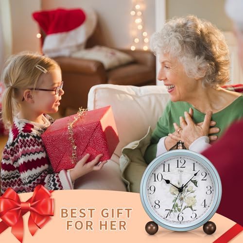 Maxspace 5.2in Desk Clock, Retro Silent Analog Clock Non-Ticking & Battery Operated with Quartz Movement,Clock Decor for Bedroom Living Room - Image 6