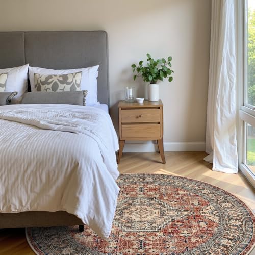Lahome Oriental Washable Round Area Rug, Non-Slip Round Rugs 6ft Ultra-Thin - Image 5