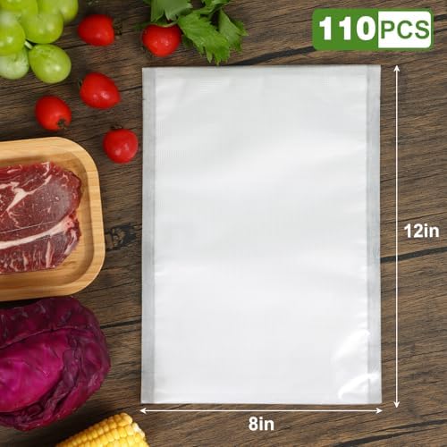 Vacuum Sealer Bags for Food Storage, 8" x 12" Vacuum Seal Bags, 110 Count - Image 2