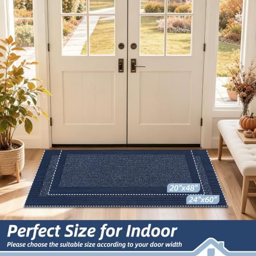 BEQHAUSE Indoor Door Mat 20" x 48", Dirt Trapper Door Mats, Blue - Image 2