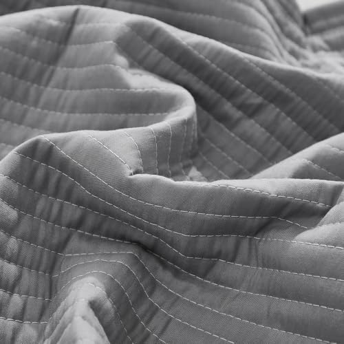 Quilted Body Pillow Cover, Striped Long Size 21"x54" Body Pillowcase 1PC Soft Breathable Long Pillow Cover for Pregnant Women Side Sleeper, Envelope Closure, Gray - Image 6
