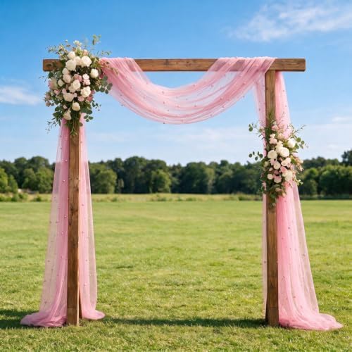 Artoid Mode Pearl Pastel Pink Gauze Table Runner 10FT Home Decor - Image 3