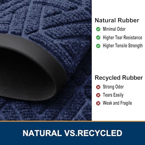 Smiry Front Door Mat Outside Entrance, Low Profile Rubber Doormat, 47x23 - Image 5