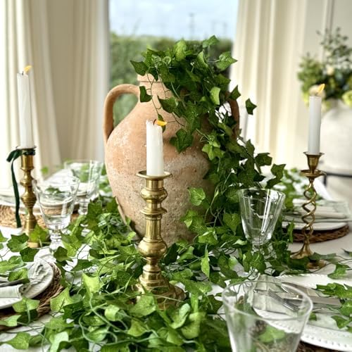 CQURE 14 Pack 98Ft Artificial Ivy Garland,Ivy Garland Fake Vines UV Resistant Green Leaves Fake Plants Hanging Vines for Home Kitchen Wedding Party Garden Wall Room Decor - Image 2
