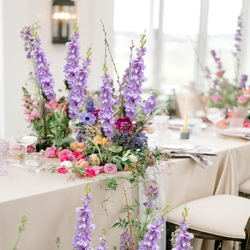 16Pcs Purple Delphinium Artificial Flowers 33.5'' Long Stem Larkspur Flower - Image 6