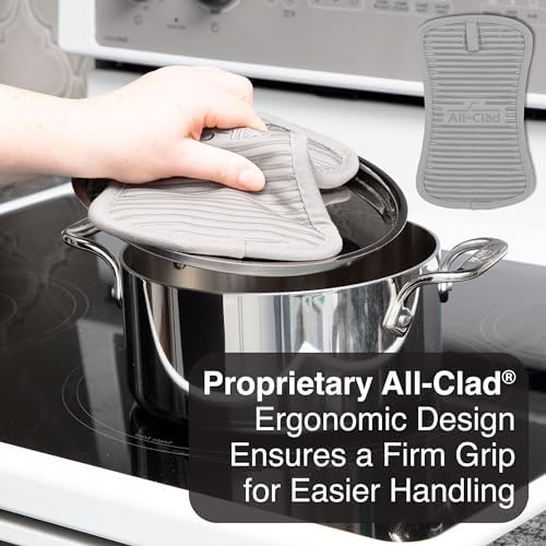 All-Clad Premium Pot Holder & Hot Pad: Heat Resistant to 500 Degrees - 100% Cotton, 10"x6.25" Hot Pad for Kitchen and Barbeque, (1-Pack), Titanium - Image 6