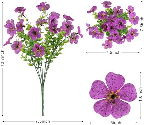 Artificial Flowers for Outdoors, 16 Bundles UV Resistant Realistic Faux Silk Flowers, Fake Plants for Outside Planter Front Porch Patio Balcony Window Box Garden Yard Farmhouse - Image 2