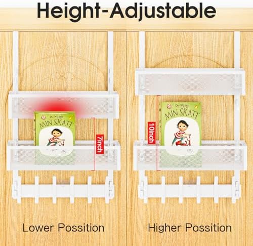 Over the Door Hooks Organizer,Door Hanger Fits Doors 1 3/4" White - Image 4