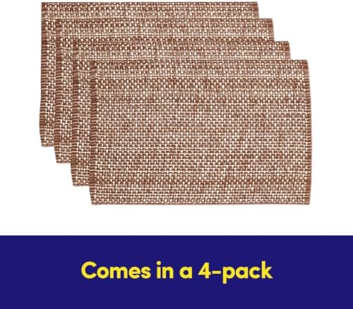 Sweet Home Collection 100% Cotton Placemats for Dining Room Rectangle Two Tone Woven Fabric 13" x 19" Soft Durable Table Mat Set, Set of 4, Chocolate - Image 4