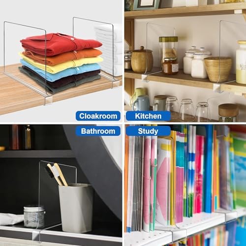 11 Inches Tall [Extra Tall Version] Shelf Dividers for Closet Organization and Storage, 8 Pack Purse Organizer for Closet Acrylic Bookshelf for Organization, Perfect for Sweater Shirts Handbags - Image 3