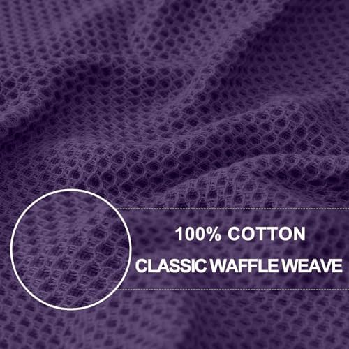 Homaxy 100% Cotton Waffle Weave Kitchen Dish Towels 6-Pack, Eggplant - Image 2