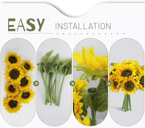 7Pcs Realistic Silk Sunflowers Artificial Flowers,12.6''Fake Sunflowers with Adjustable Long Stem&Detachable Flower Head,Perfect for Home Decor,Wedding,DIY,Sunflowers Decoration for Indoor&Outdoor - Image 4