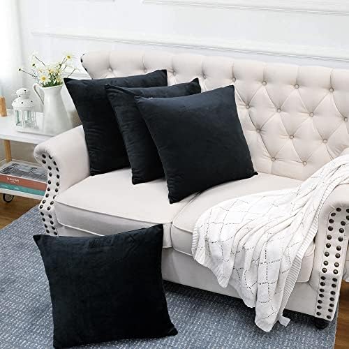 Home Soft Things Supersoft Decorative Solid Color Throw Pillow Covers Set of 4, 20x20 Inch, Black, Plush Modern Square Couch Bed Cushion Cover Home Décor - Image 2