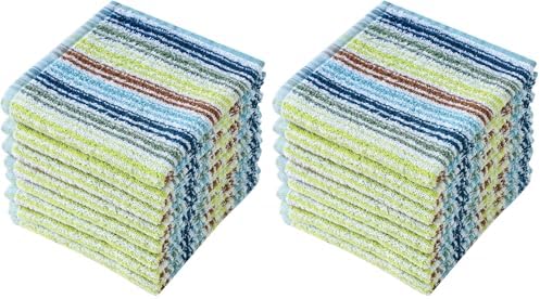 Oeleky Kitchen Dishcloths for Washing Dishes, Ultra Absorbent Dish Rags, Cotton Cleaning Cloths Pack of 16, 12x12 Inches (Mix-1, 12x12 inch) by OELEKY