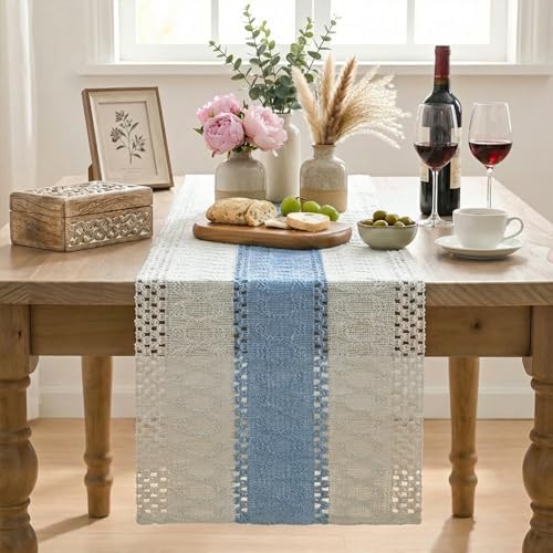Artoid Mode Sky Blue Farmhouse Rustic Table Runner 12x48 Inch - Image 2