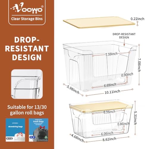 VOOWO Trash Bag Holder, 2 Pack Clear Trash Bag Dispenser with Plastic Lid - Image 2