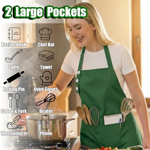 TOSHE Kitchen Apron for Women & Men Waterdrop Resistant, Adjustable Button - Image 2