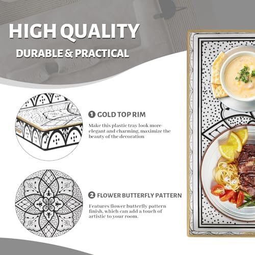 MAONAME Plastic Serving Tray with Handles, Rectangle Black Decorative Tray - Image 4