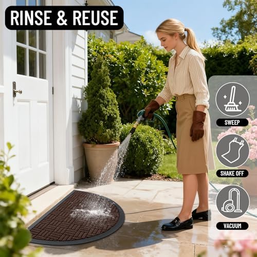 OLANLY Half-Circle Front Door Mat 29.5x17, Heavy-Duty Rubber Doormat - Image 7