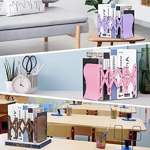 Aobopar Adjustable Metal Book Ends for Shelves White - Image 5
