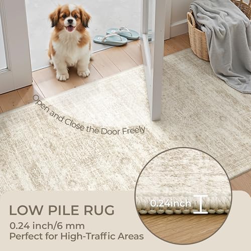 5x7 Area Rugs for Living Room,Large Washable Rug,Beige - Image 6