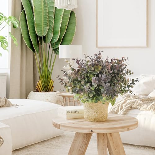 RECUTMS 12 Bundles Artificial Eucalyptus Greenery Stems 13In Dusty Purple - Image 2