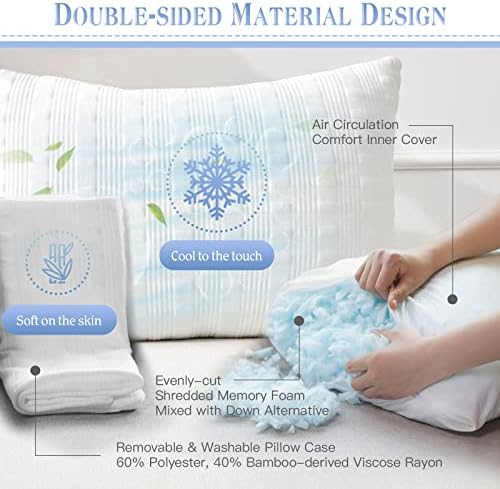 Meoflaw Adjustable Cooling Bed Pillows for Sleeping Queen Size Set of 2 - Image 2