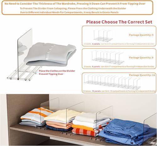 Yieach Clear Acrylic Shelf Dividers for Closet Organization,8 Pack Adjustable Bags,Clutch,Purse Organizer and Storage,Handbag Organizer for Closets,Purse Divider,8.8″ Tall Sweater,Tshirt,Towel Divider - Image 4