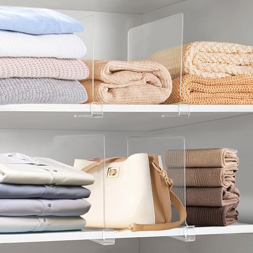 11 Inches Tall [Extra Tall Version] Shelf Dividers for Closet Organization and Storage, 8 Pack Purse Organizer for Closet Acrylic Bookshelf for Organization, Perfect for Sweater Shirts Handbags - Image 6