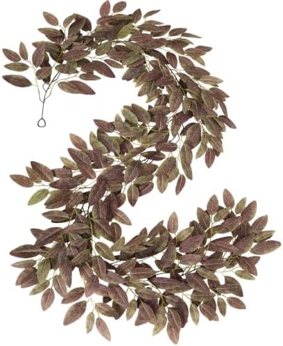 RECUTMS Artificial Eucalyptus Leaves Vine 6Ft 1PC Brown Ivy Garland by RECUTMS