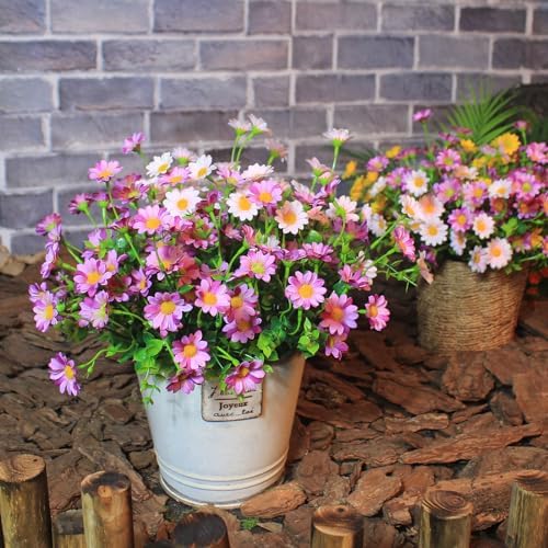 alyptus Enhance Your Outdoor Space Artificial Flowers & Plants 20 Bundles Anti-UV Simulated Flowers Lifelike Fake Silk Colorful Daisy Bulk for Christmas Thanksgiving Decoration (20 Bundles 1#) - Image 5