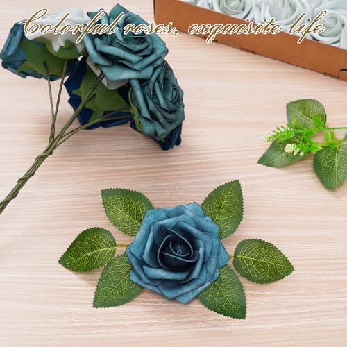 BLEUM CADE 36Pcs Artificial Flowers Fake Foam Roses with Stems for Wedding - Image 2