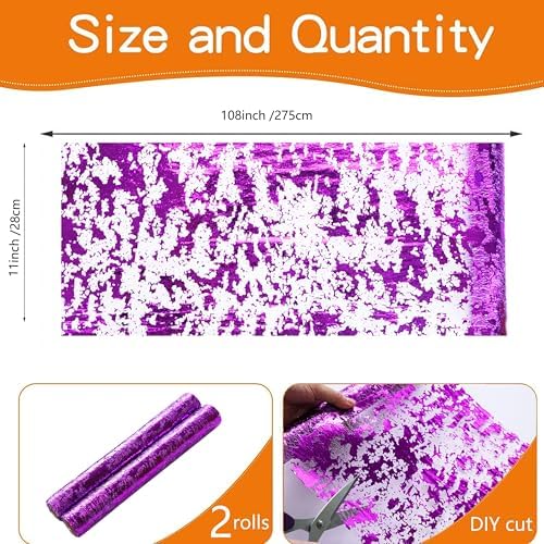 2Pcs Purple Table Runner Glitter Metallic Foil Sequin Mesh Roll 108" - Image 3