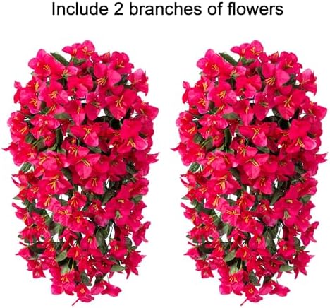 2 PCS Bougainvillea Artificial Hanging Flowers Plant for Outdoors, Hot Pink - Image 5