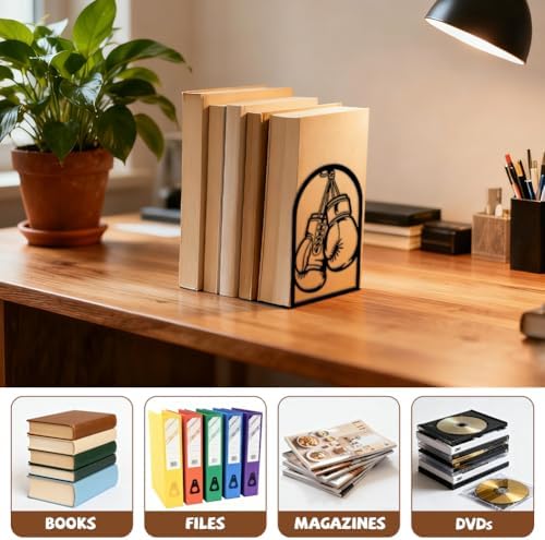 Peacoblue 4.7"x3.5"x7.1" Metal Bookends, Heavy Duty Book Ends for Shelves - Image 5