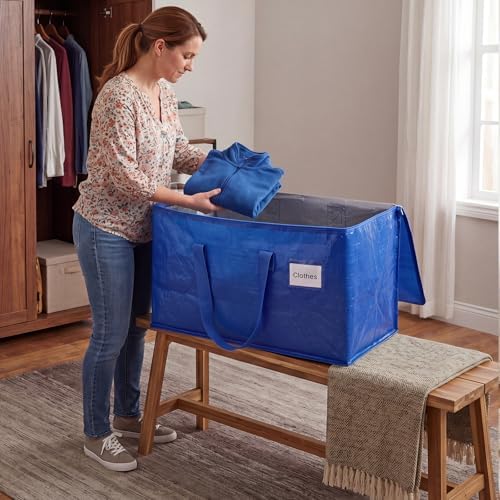 KYODOLED 4 Pack Blue Moving Bags, 24 Gal Large Storage Totes for College - Image 7