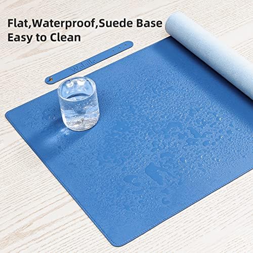 Wolaile Faux Leather Desk Pad Blotter,Water and Slip Resistant Writing Desk Protector Mat,Blue Large Mouse Pad for Desktop/Office Home Table Cover,36x17 in - Image 5