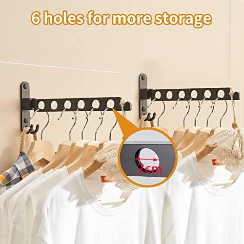 JOOM Wall Mounted Clothes Drying Rack, Black, 2 Pack - Image 4