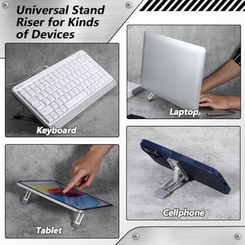 2 Pcs Keyboard Riser Tilt Stand Laptop Feet Riser Adhesive Keyboard Stands Portable Three Tilt Angle Adjustable, Foldable Laptop Risers with Anti-Slip Pads for More Keyboards Cellphone Laptops - Image 5