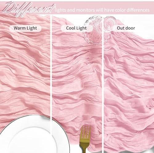 12 Pack Light Pink Cheesecloth Table Runner 17 x 108 Inch Gauze Table Runner Fabric Semi Sheer Cheese Cloth Table Decor Bulk for Rustic Romantic Wedding Baby Shower Table Decoration - Image 4