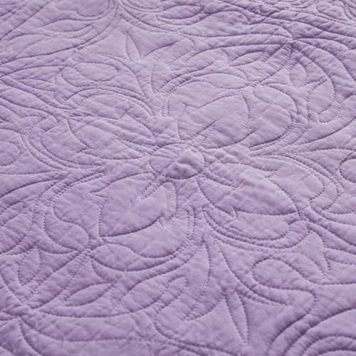 WINLIFE 100% Cotton Quilted Euro Sham Covers, 2 Pack Cotton 26'' x 26'' Pillow Covers, Soft and Breathable Euro Shams, Square Pillow Shams, Dark Purple - Image 6