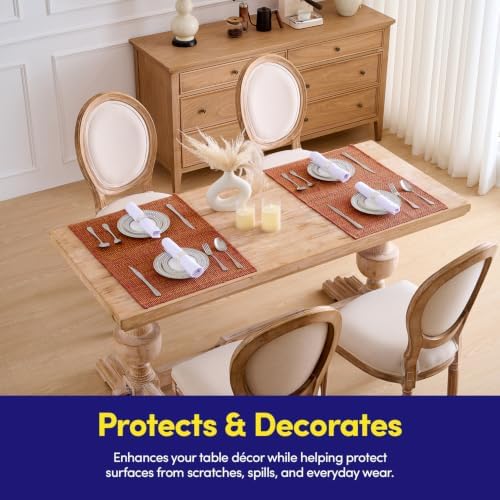 Sweet Home Collection 100% Cotton Placemats for Dining Room Rectangle Two Tone Woven Fabric 13" x 19" Soft Durable Table Mat Set, Set of 4, Rust - Image 6