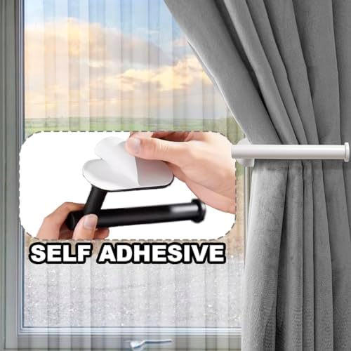 MaxMona Adhesive Curtain Holdbacks, No Drill Tie Backs, 2 Pack, White - Image 2