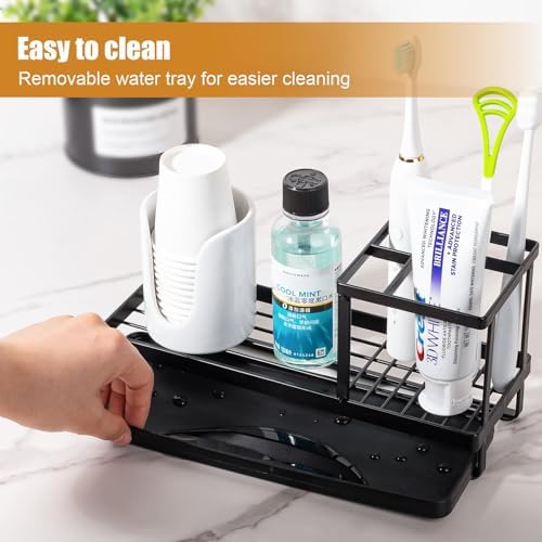 Toothbrush Holders Toothpaste Organizer Bathroom Accessories, Matte Black - Image 3