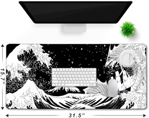 TEDNETGO Extra Large Mouse Pad, Gaming Mouse Pad, Waterproof Extra Large Mousepad with Stitched Edges, Non-Slip Base Keyboard Pad for Gamer, Office & Home, 31.5 x 15.8, Dragon - Image 6