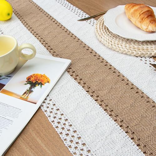 FEXIA Boho Table Runner for Fall Home Decor 12x72 Farmhouse Woven Runner - Image 5