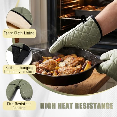 ARCLIBER 15" 425°F Terry Oven Mitts Quilted Heat Resistant Kitchen - Image 3